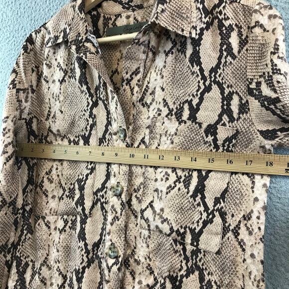 ENZA‎ COSTA Jumpsuit Womens 1 M Brown Linen Long Sleeve Romper Python - Picture 5 of 12